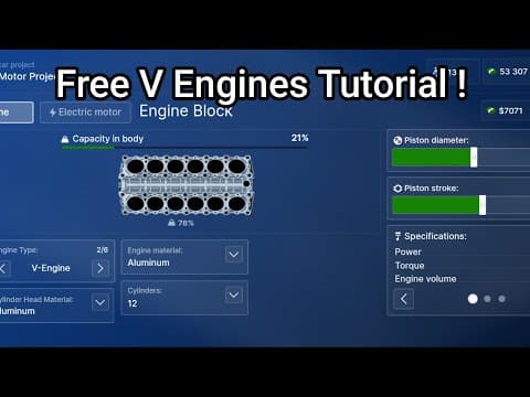 Free V8 V10 V12 engines Tutorial Car Company Tycoon 